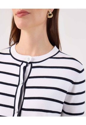 Camiseta A Rayas Con Botones Para Mujer Blanco Patprimo