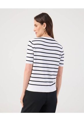 Camiseta A Rayas Con Botones Para Mujer Blanco Patprimo