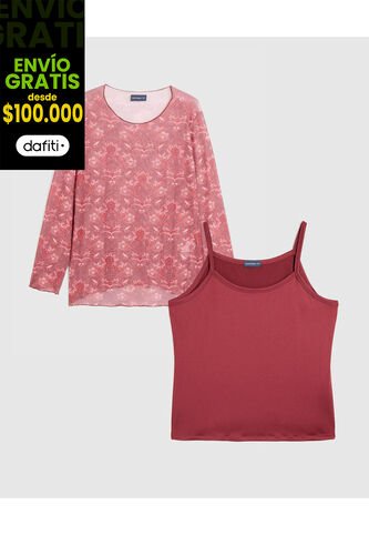 Camiseta Para Mujer Manga Larga Cuello Redondo Color Vino Marca Patprimo #14091432 Patprimo