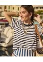 Camiseta Cuello Redondo De Silueta Oversize   Para Mujer Azul Patprimo de Patprimo