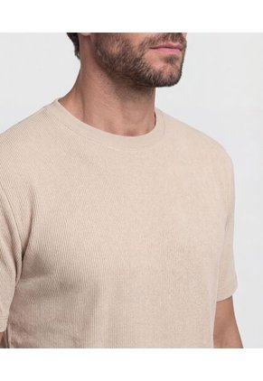 Camiseta Regular Fit Unicolor   Para Hombre Beige Patprimo