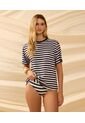 Camiseta Cuello Redondo De Silueta Oversize   Para Mujer Azul Patprimo de Patprimo