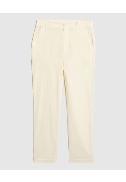 Pantalón Chino De Tiro Alto   Para Mujer Crema Patprimo