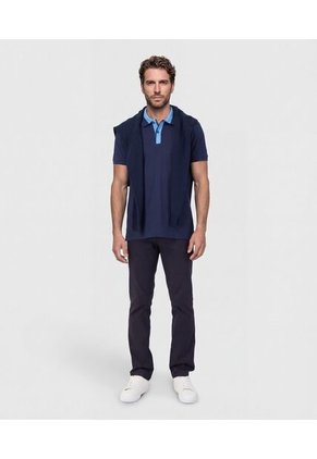 Polo  Con Cuello A Contraste  Para Hombre Azul Patprimo
