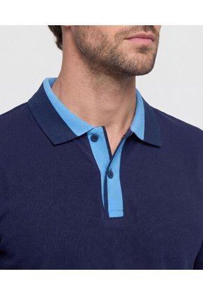 Polo  Con Cuello A Contraste  Para Hombre Azul Patprimo