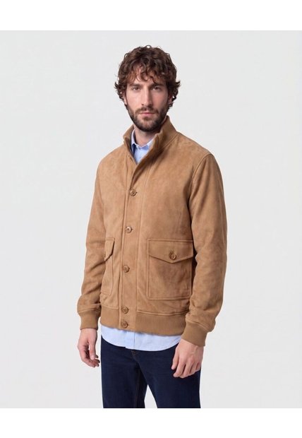 Chaqueta Unicolor Con Grandes Bolsillos   Para Hombre Café Patprimo