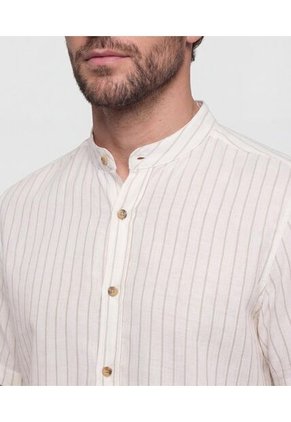 Camisa  Para Hombre Manga Corta Sin Bolsillo Cuello N Color Crema Marca Patprimo #44018339