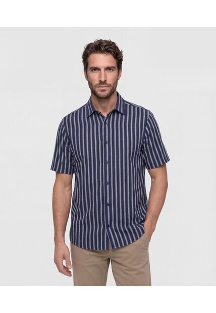 Camisa  Manga Corta Estampada  Para Hombre Azul Patprimo