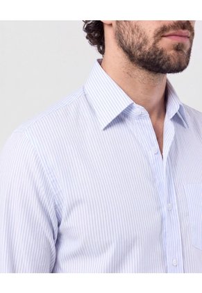 Camisa A Rayas Manga Larga   Para Hombre Azul Patprimo