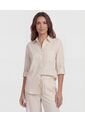 Camisa Con Manga Remangable   Para Mujer Beige Patprimo de Patprimo
