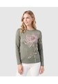 Camiseta Manga Larga Estampada Para Mujer  Para Mujer Verde Patprimo de Patprimo