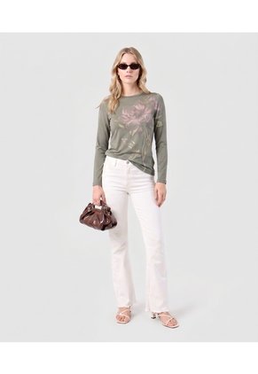 Camiseta Manga Larga Estampada Para Mujer  Para Mujer Verde Patprimo