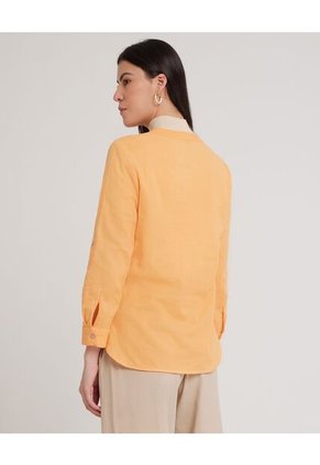 Blusa  Manga Larga Con Bolsillo Unicolor  Para Mujer Naranja Patprimo