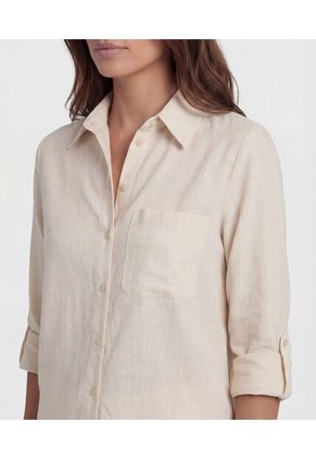 Camisa Con Manga Remangable   Para Mujer Beige Patprimo