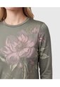 Camiseta Manga Larga Estampada Para Mujer  Para Mujer Verde Patprimo de Patprimo