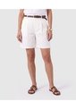 Bermuda Clásica Con Pinzas Y Trabillas Mujer  Para Mujer Blanco Patprimo de Patprimo