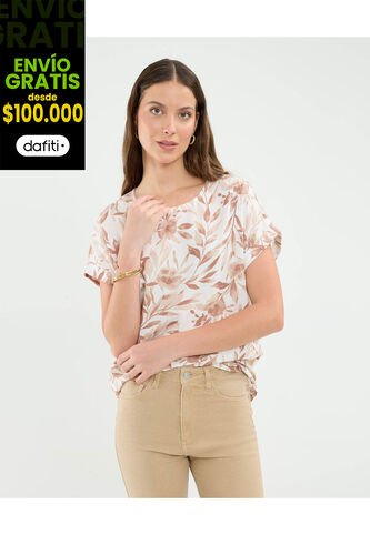 Blusa Para Mujer Manga Corta Color Café Marca Patprimo #30123498 Patprimo