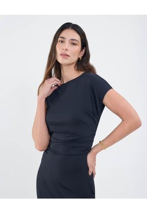 Vestido Drapeado  Para Mujer Negro Patprimo