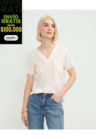 Blusa Para Mujer Manga Corta Color Beige Marca Patprimo #30123464 Patprimo