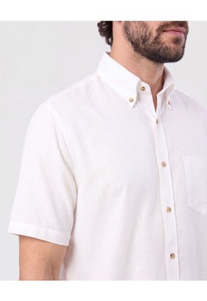 Camisa Manga Corta Cuello Botón Para Hombre Blanco Patprimo