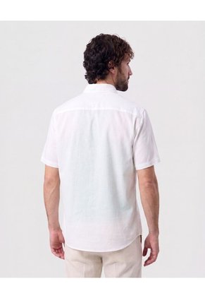 Camisa Manga Corta Cuello Botón Para Hombre Blanco Patprimo