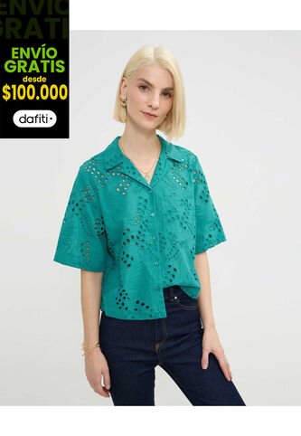 Camisa Para Mujer Manga Corta Color Verde Marca Patprimo #30010689 Patprimo