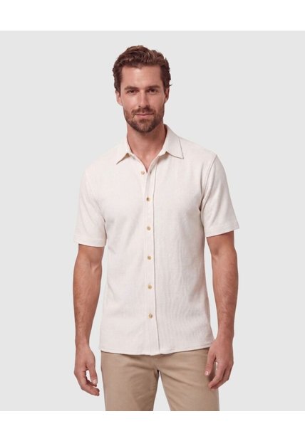 Camisa Manga Corta Texturizada Hombre  Para Hombre Beige Patprimo