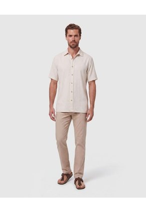 Camisa Manga Corta Texturizada Hombre  Para Hombre Beige Patprimo