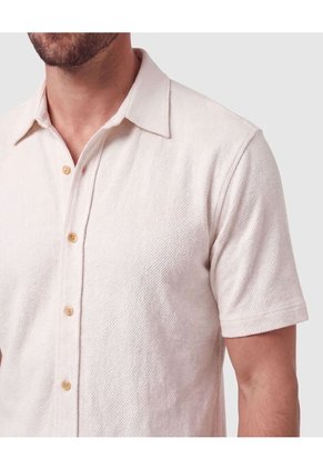 Camisa Manga Corta Texturizada Hombre  Para Hombre Beige Patprimo