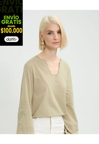 Blusa Para Mujer Manga Larga Color Verde Marca Patprimo #30123500 Patprimo