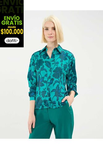 Camisa Para Mujer Manga Larga Color Verde Marca Patprimo #30010691 Patprimo