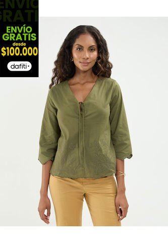 Blusa Para Mujer Manga Larga Color Verde Marca Patprimo #30123504 Patprimo