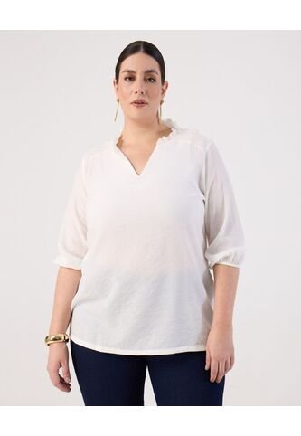 Blusa Unicolor  Curvy  Para Mujer Blanco Patprimo Patprimo