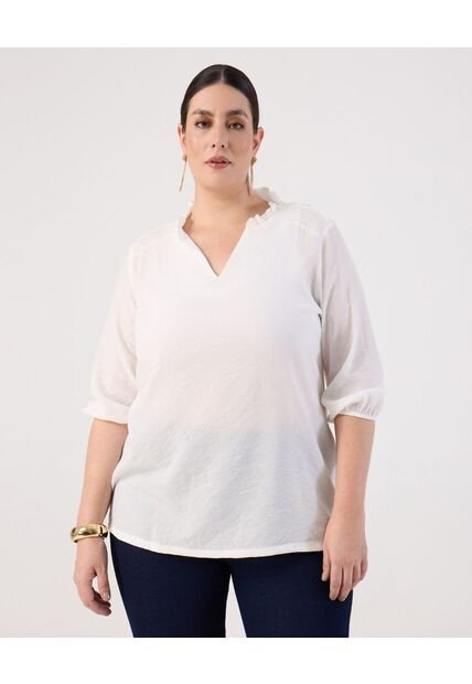 Blusa Unicolor  Curvy  Para Mujer Blanco Patprimo