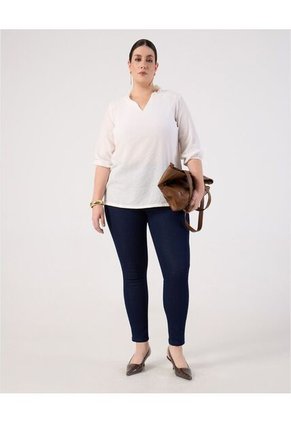 Blusa Unicolor  Curvy  Para Mujer Blanco Patprimo