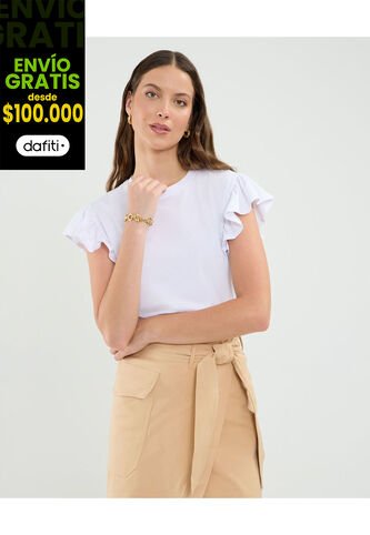 Camiseta Para Mujer Manga Corta Cuello Redondo Color Blanco Marca Patprimo #30093710 Patprimo