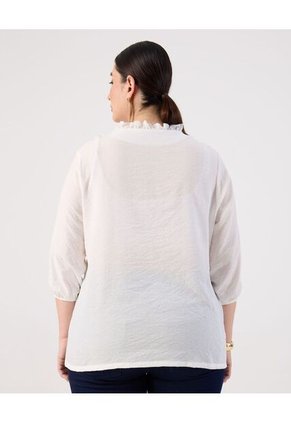 Blusa Unicolor  Curvy  Para Mujer Blanco Patprimo