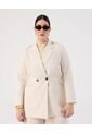 Blazer Unicolor Con Botones  Curvy  Para Mujer Beige Patprimo de Patprimo