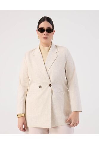 Blazer Unicolor Con Botones  Curvy  Para Mujer Beige Patprimo Patprimo