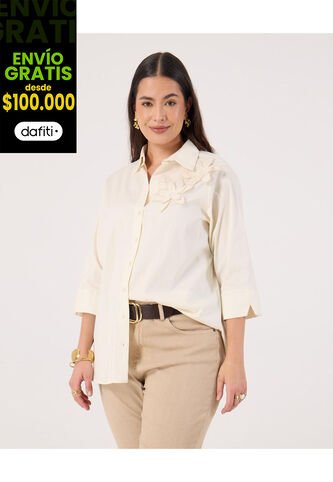 Camisa Para Mujer Manga 3/4 Color Crema Marca Patprimo #14010198 Patprimo