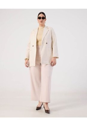 Blazer Unicolor Con Botones  Curvy  Para Mujer Beige Patprimo