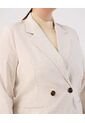 Blazer Unicolor Con Botones  Curvy  Para Mujer Beige Patprimo de Patprimo
