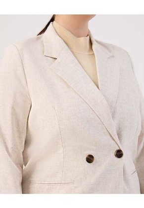Blazer Unicolor Con Botones  Curvy  Para Mujer Beige Patprimo
