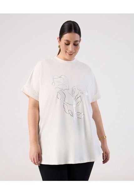 Camiseta  Para Mujer Manga Corta Cuello Redondo Color Crema Marca Patprimo #14091454