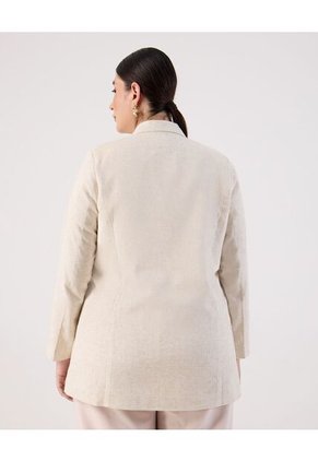 Blazer Unicolor Con Botones  Curvy  Para Mujer Beige Patprimo