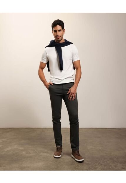 Pantalon Tipo Chino Unicolor   Para Hombre Gris Patprimo