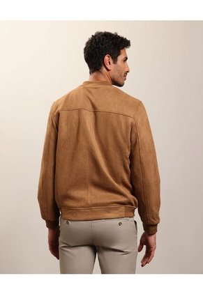 Chaqueta Bomber De Tela Lisa  Casual  Para Hombre Café Patprimo