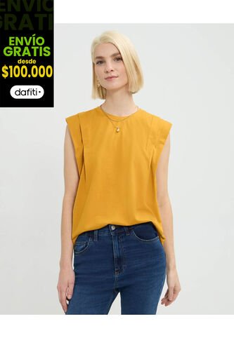Camiseta Para Mujer Manga Sisa Cuello Redondo Color Amarillo Marca Patprimo #30093628 Patprimo