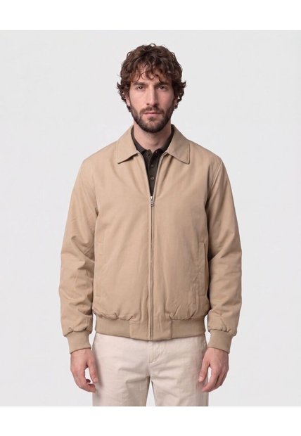 Chaqueta Unicolor Con Cuello   Para Hombre Café Patprimo
