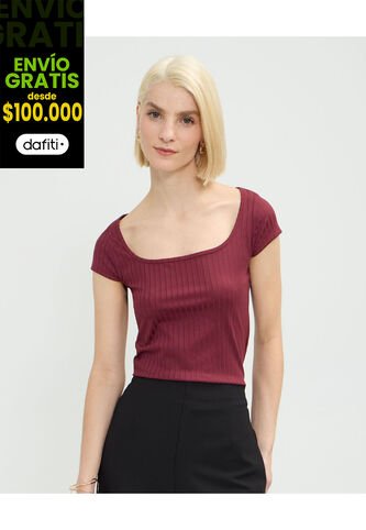 Camiseta Para Mujer Manga Corta Moda Color Vino Marca Patprimo #30093749 Patprimo